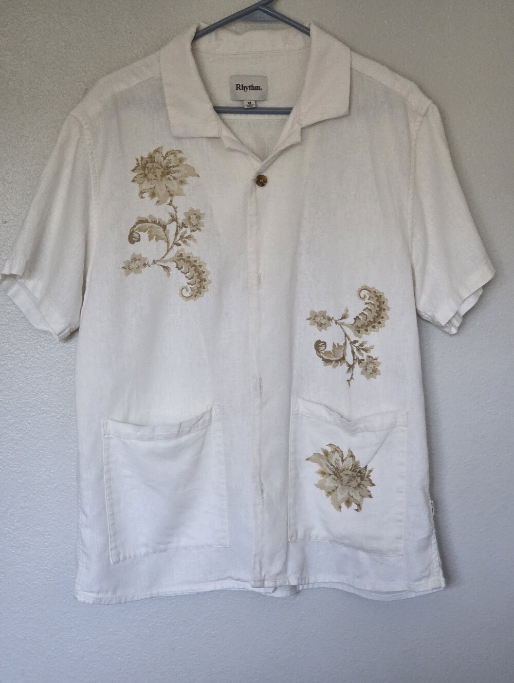 Rhythm Men's Paisley Cuban Shirt Natural